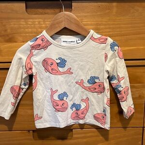 Mini rodini organic whale long sleeve shirt